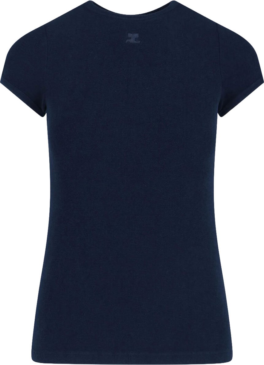 COURREGES Tone-on-Tone Logo T-Shirt – Navy Blue Blauw