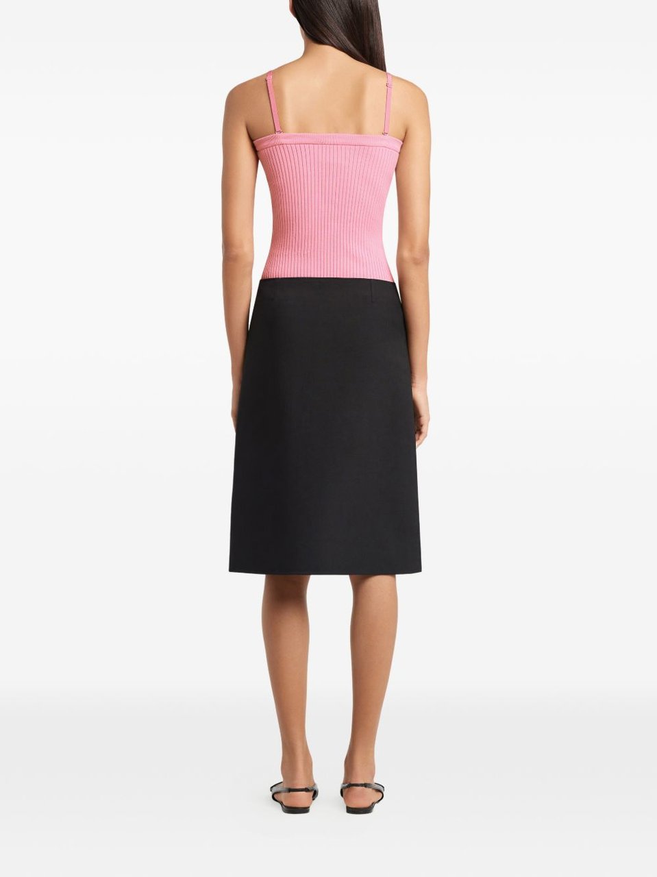 COURREGES Fitted Ribbed Knit Top with Adjustable Straps Roze