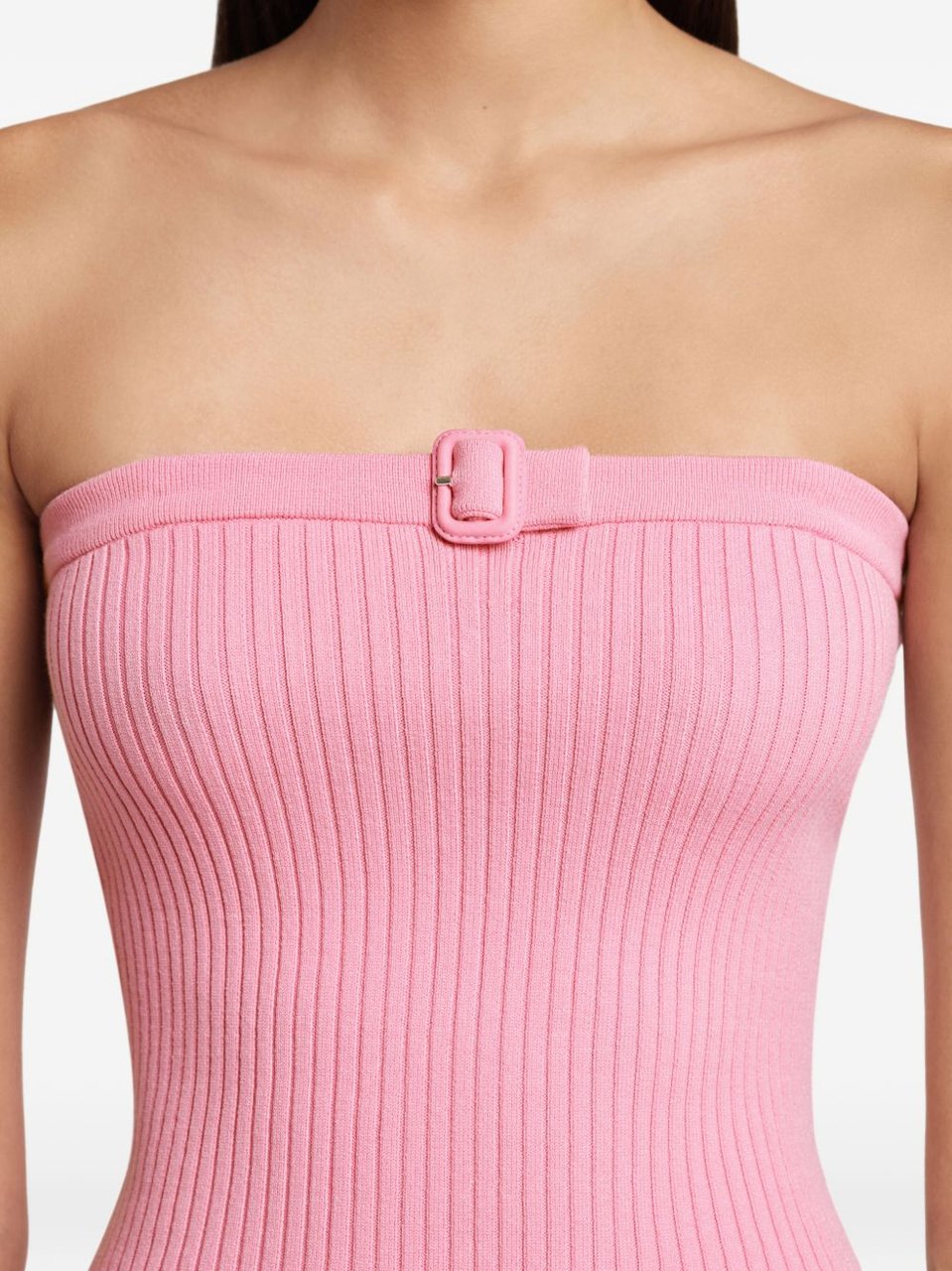 COURREGES Fitted Ribbed Knit Top with Adjustable Straps Roze