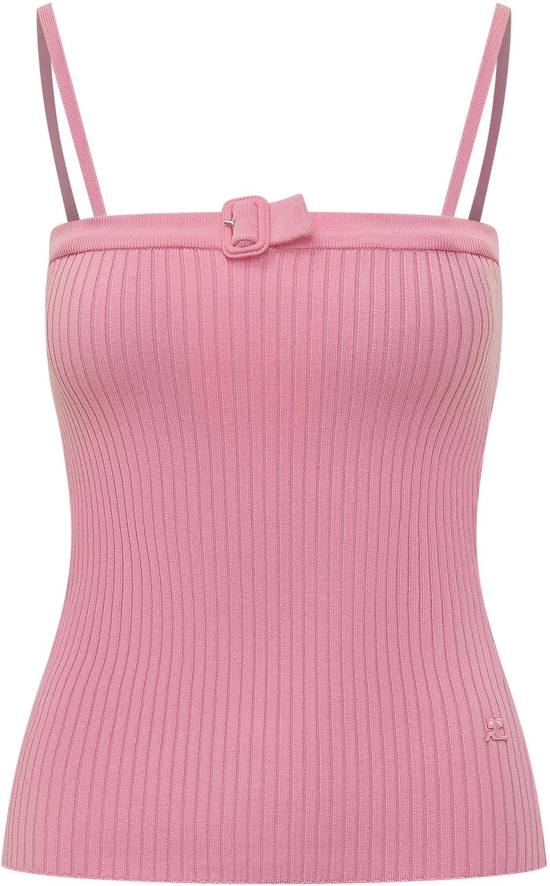 COURREGES Top in Maglia Buckle Roze