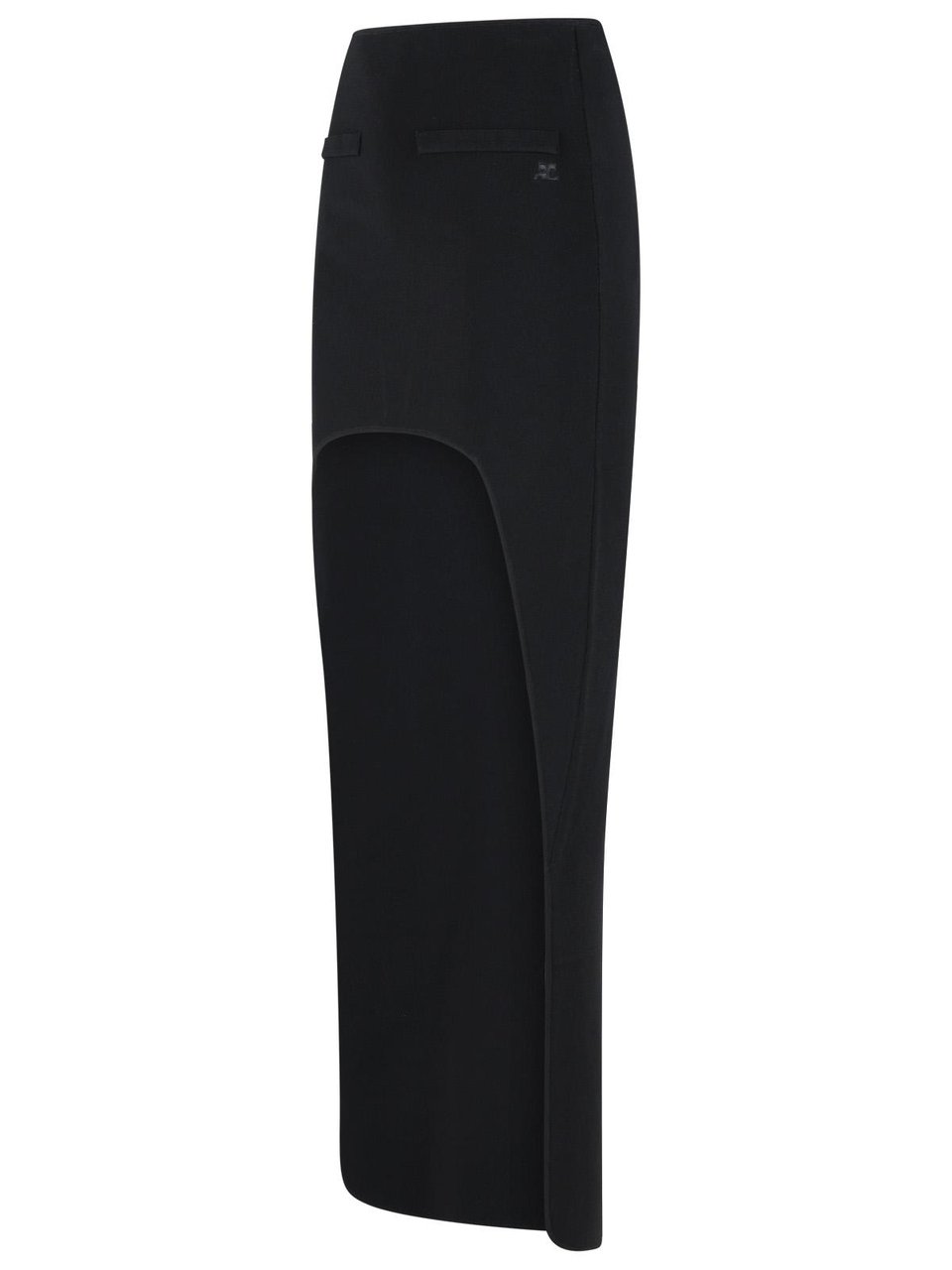 COURREGES Long Skirt In Black Viscose Blend Zwart