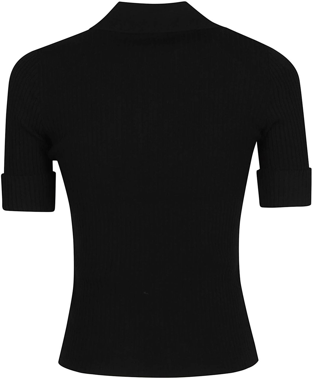 COURREGES Short Sleeve Polo Neck Top Black Zwart