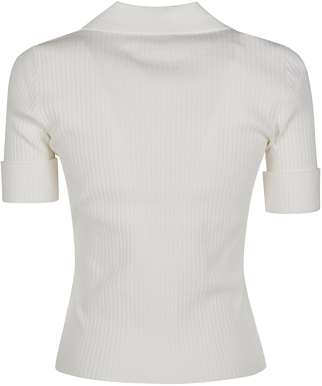 COURREGES Short Sleeve Polo Neck Top White Wit