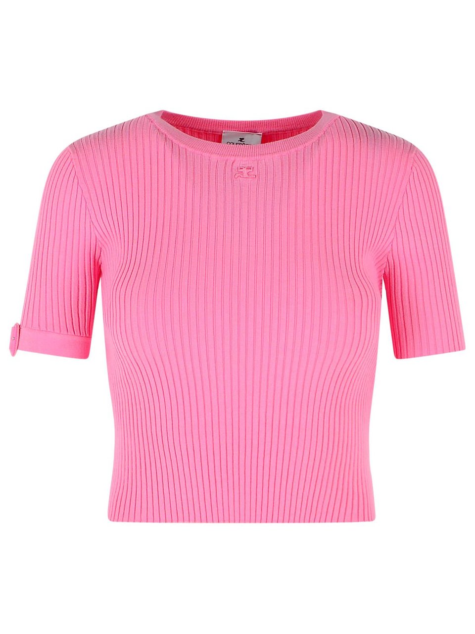 COURREGES Pink Viscose Blend T-Shirt Roze
