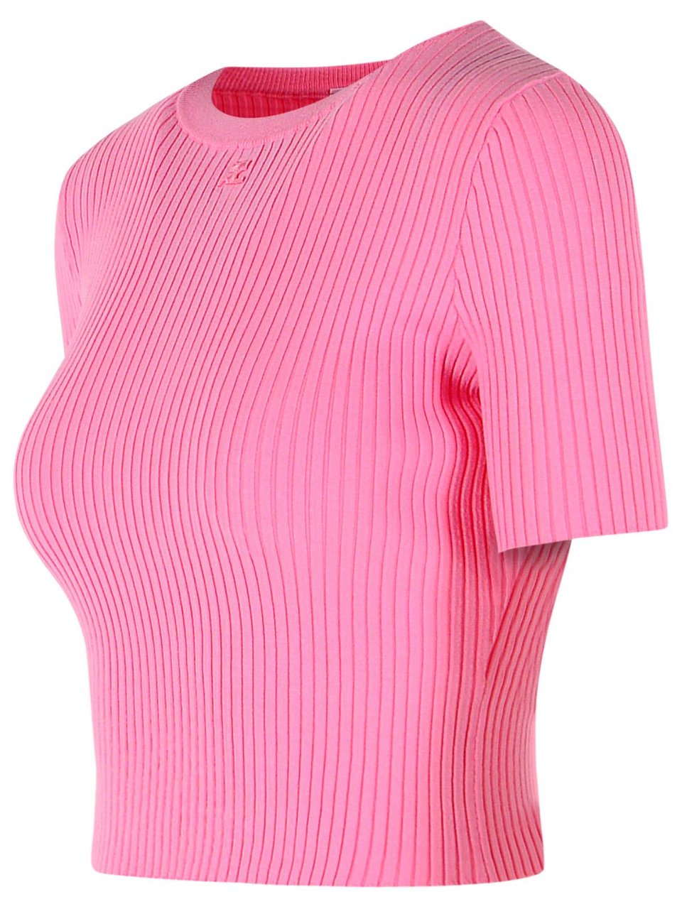 COURREGES Pink Viscose Blend T-Shirt Roze