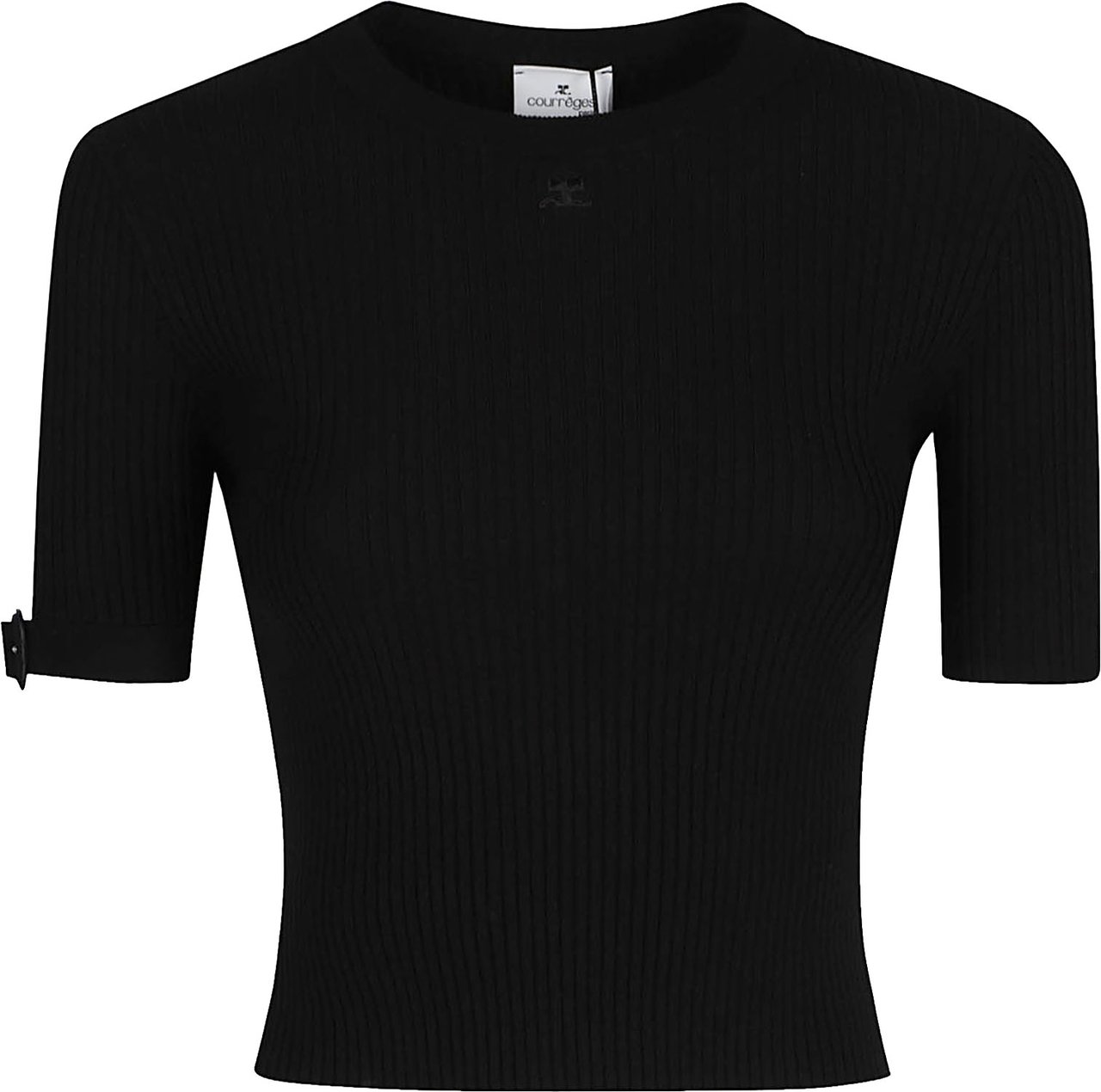 COURREGES Round Neck Top Black Zwart