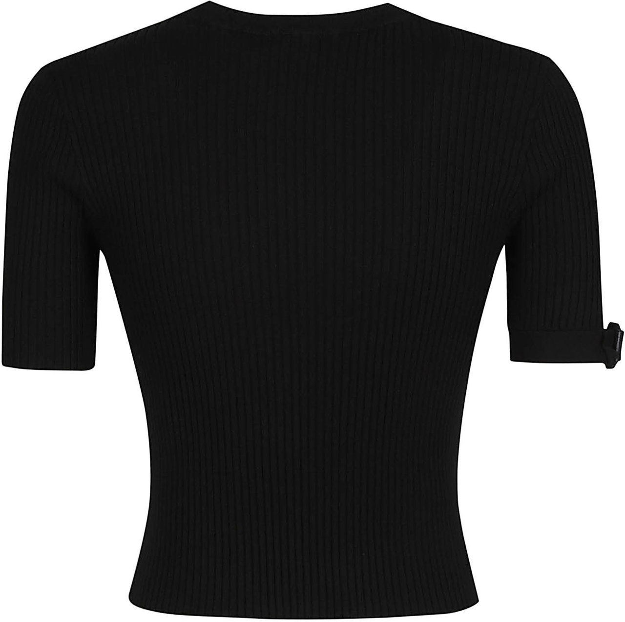 COURREGES Round Neck Top Black Zwart