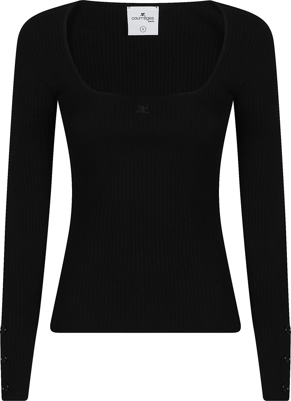 COURREGES Long Sleeve Top Black Zwart