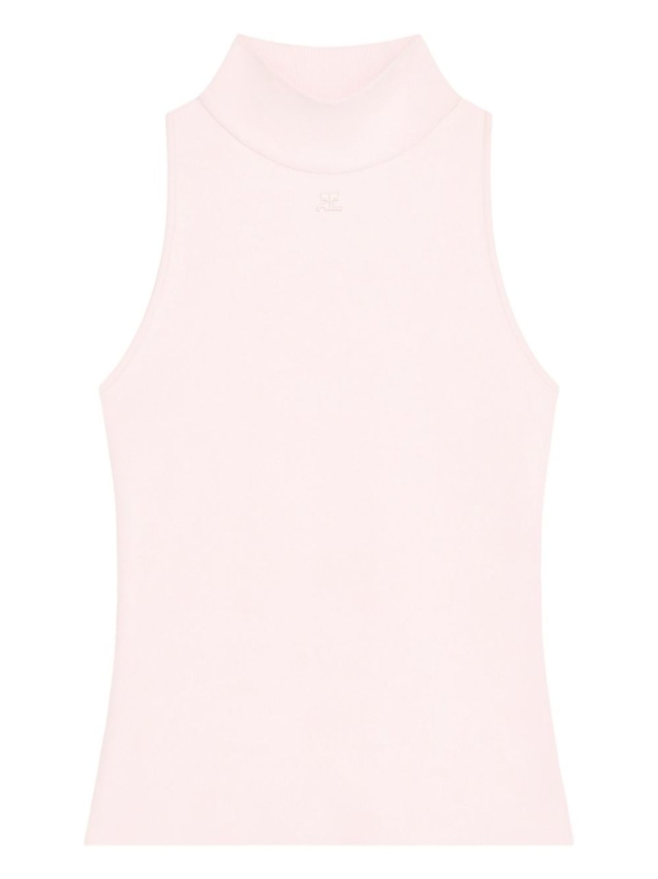 COURREGES Sleeveless Top with High Neckline and Fitted Silhouette Roze