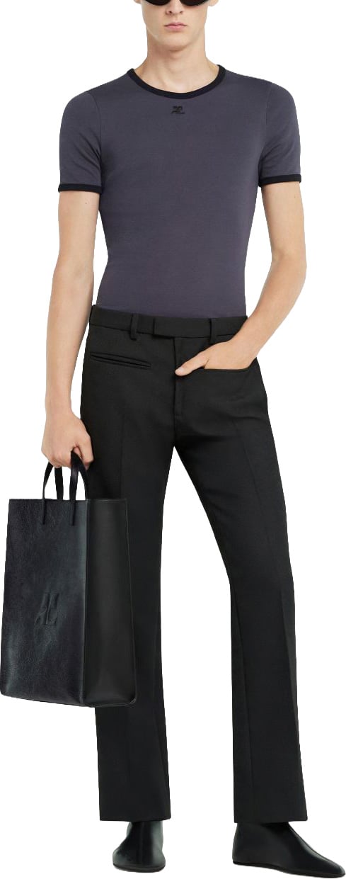 COURREGES Fitted Black T-Shirt Grijs