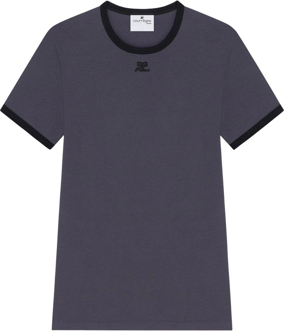COURREGES Fitted Black T-Shirt Grijs