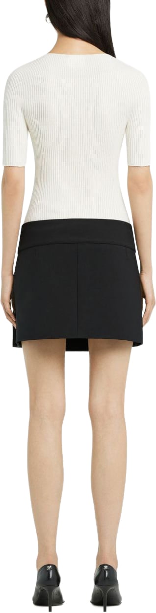 COURREGES Fitted Ribbed Knit Sweater Wit