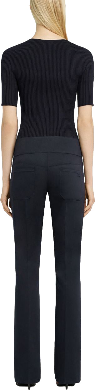 COURREGES Fine Ribbed Short Sleeve Sweater Zwart