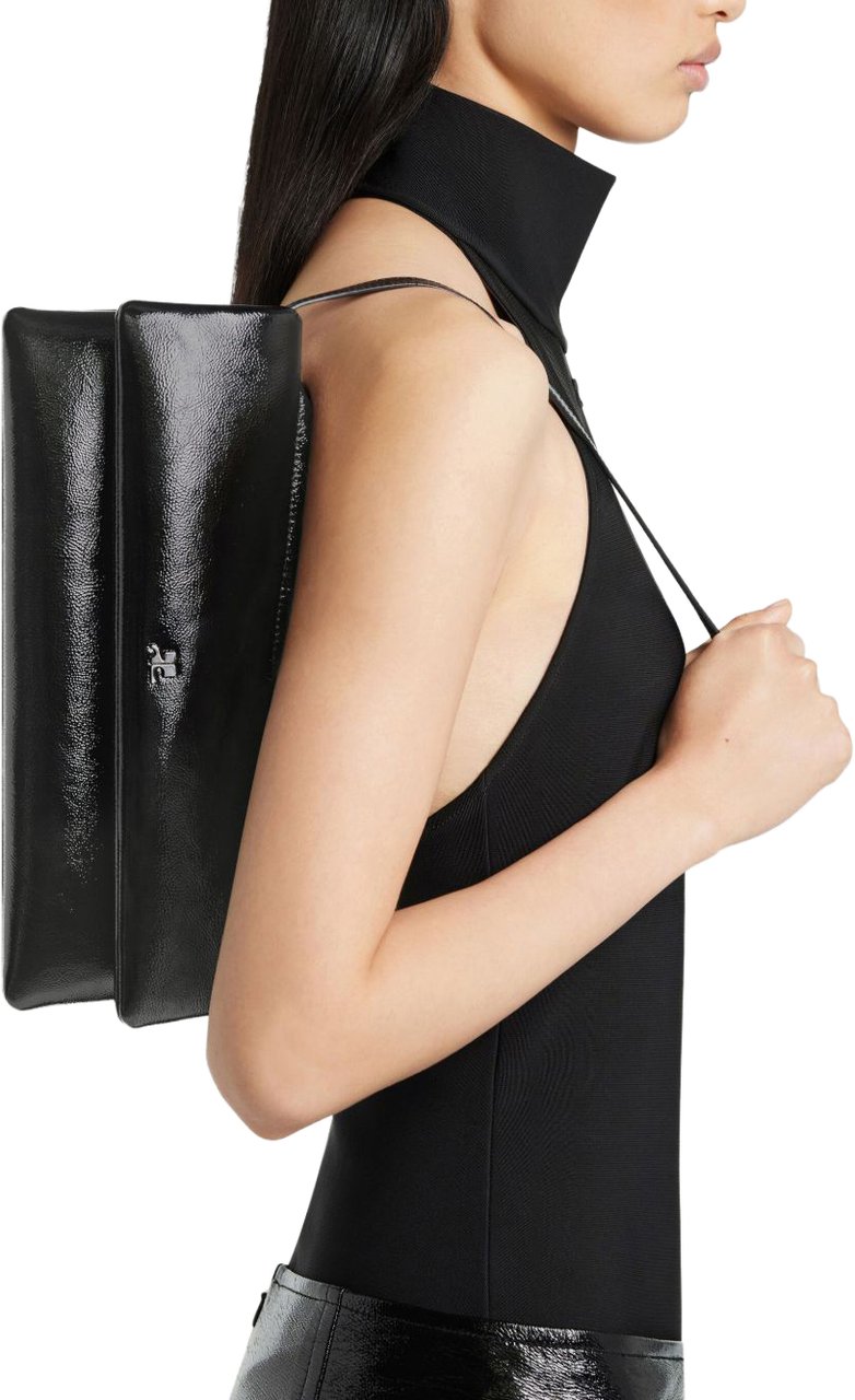 COURREGES Black Leather Bag Zwart