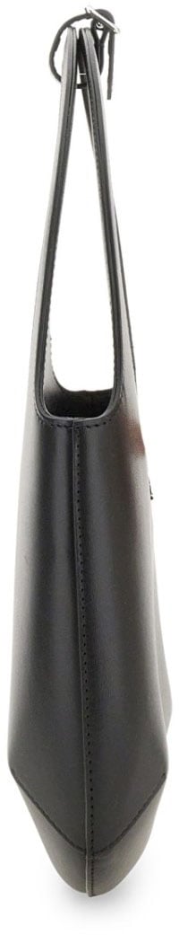 COURREGES Minimalist Black Leather Handbag With Rounded Top Handle Zwart