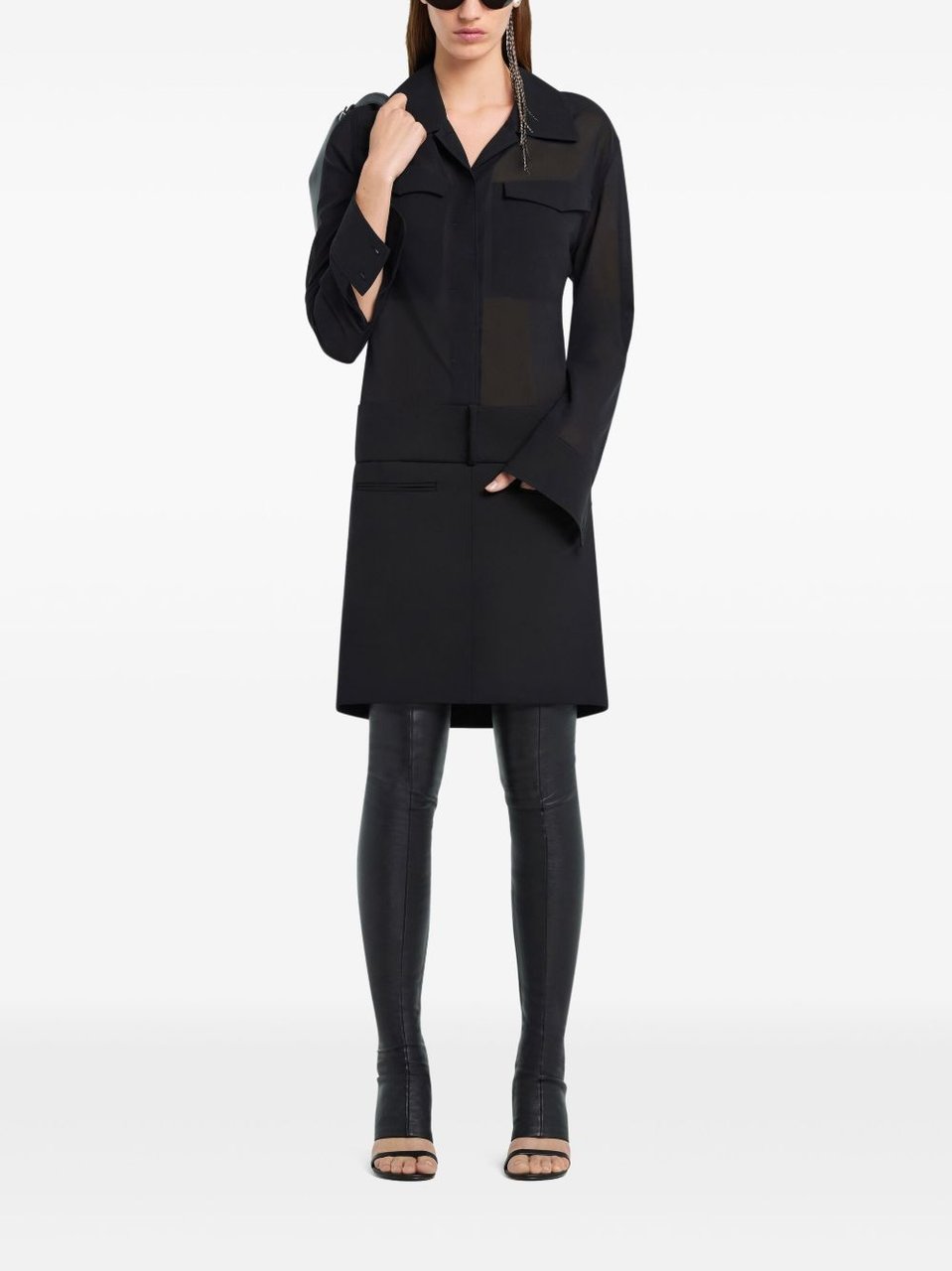 COURREGES Long-Sleeved Black Top Zwart