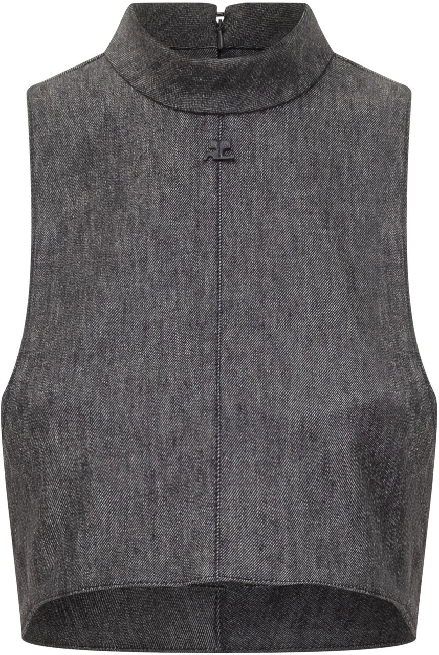 COURREGES Top in Denim Zwart