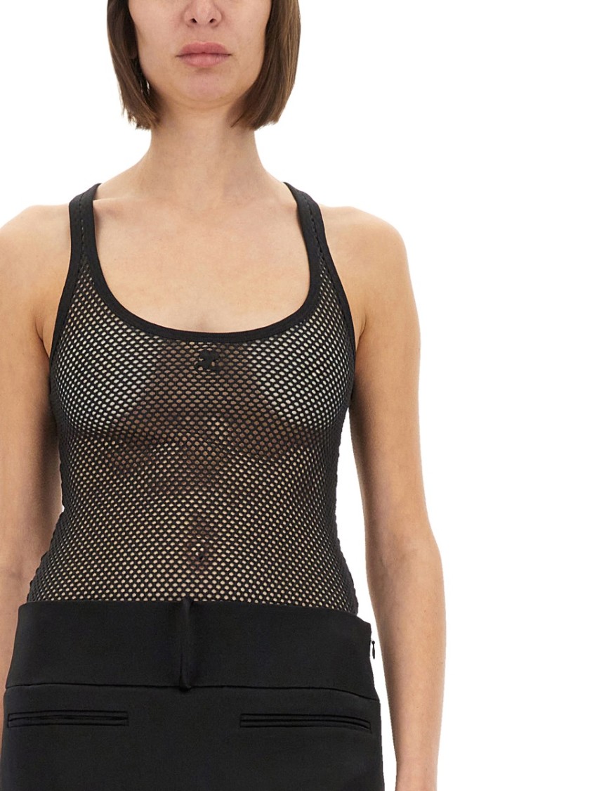 COURREGES Lightweight Mesh Tank Top Crafted Zwart
