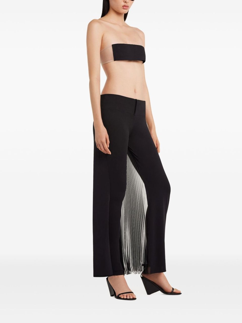 COURREGES Belted Waist Trousers with Pleat Detailing Zwart
