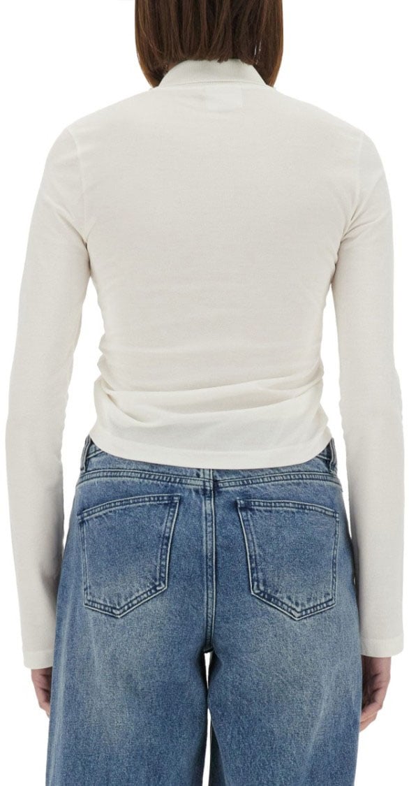 COURREGES "Twist" Cropped Polo Shirt Wit