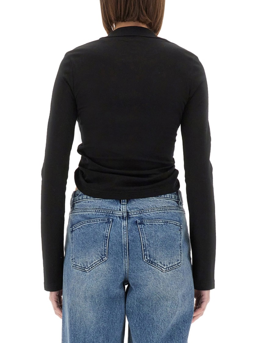 COURREGES "Twist" Cropped Polo Shirt Blauw
