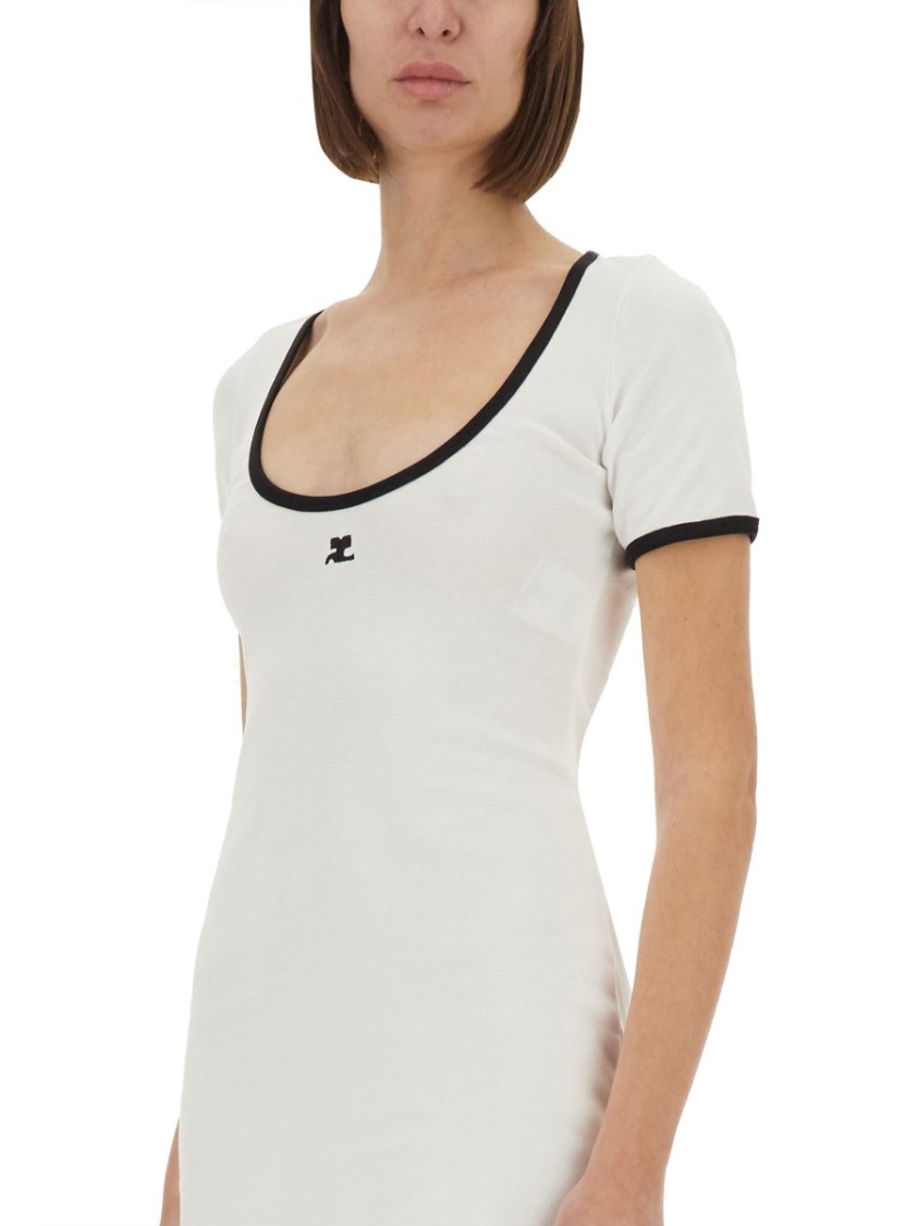 COURREGES "Holistic Contrast" Mini Dress Wit