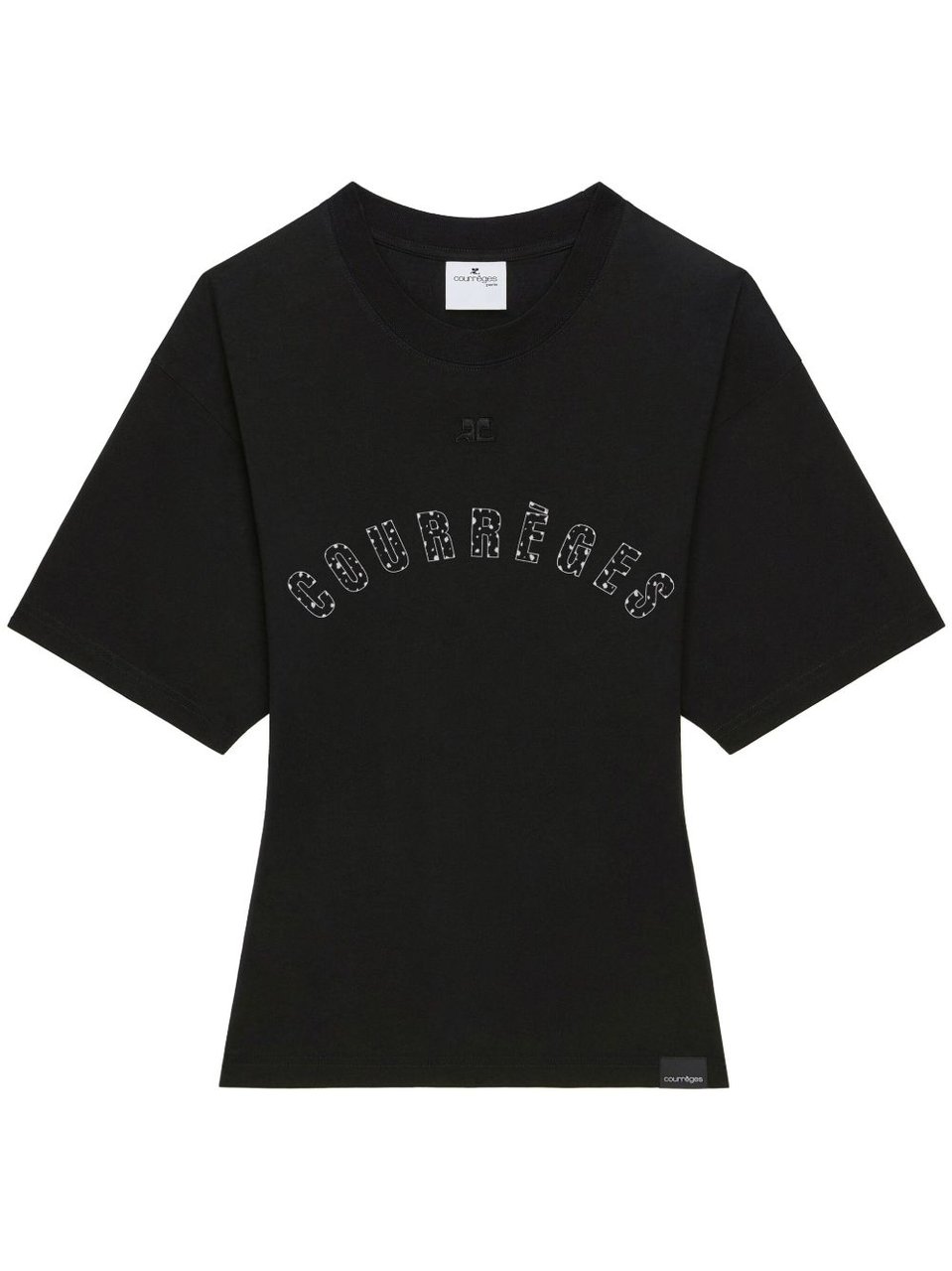COURREGES Round Neck T-Shirt Zwart