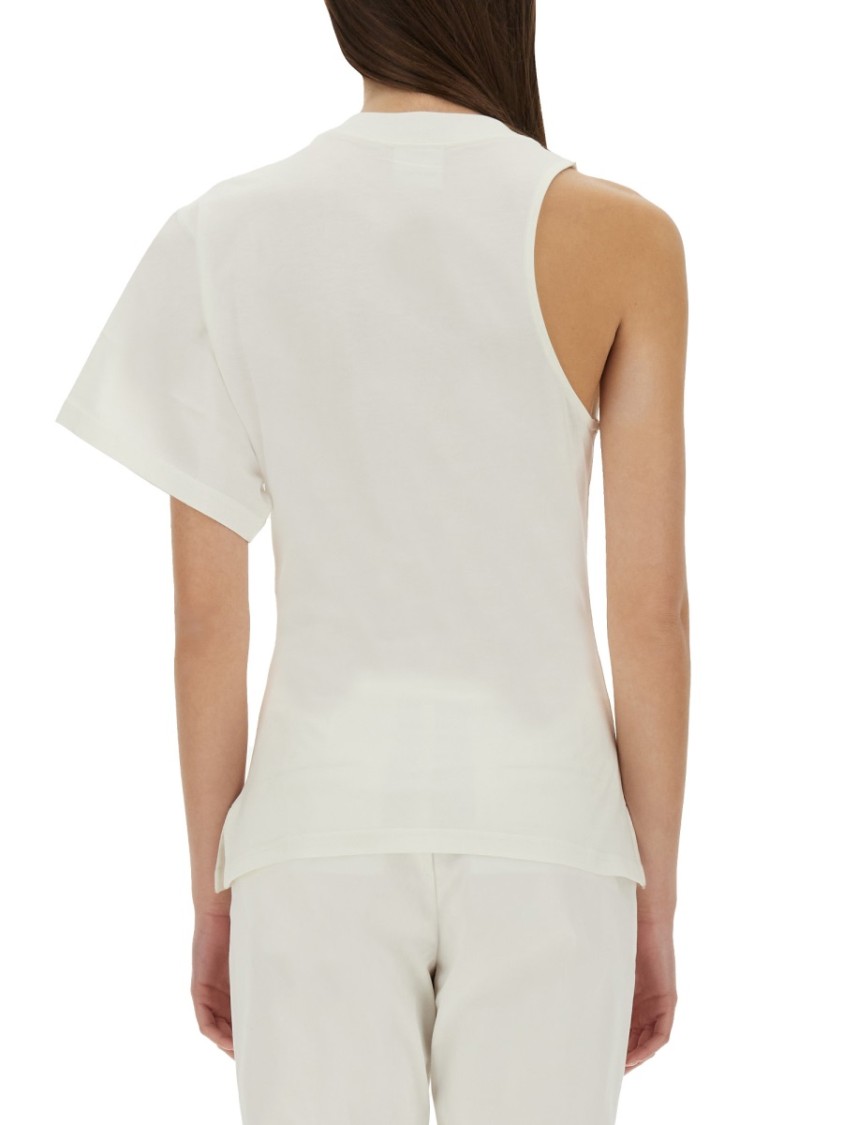 COURREGES One-Shoulder T-Shirt In Soft Cotton Wit
