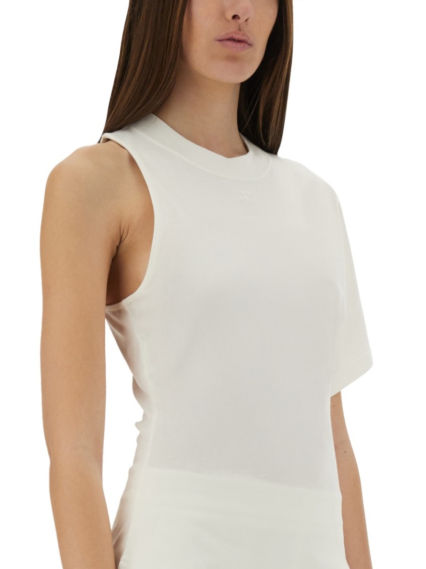 COURREGES One-Shoulder T-Shirt In Soft Cotton Wit