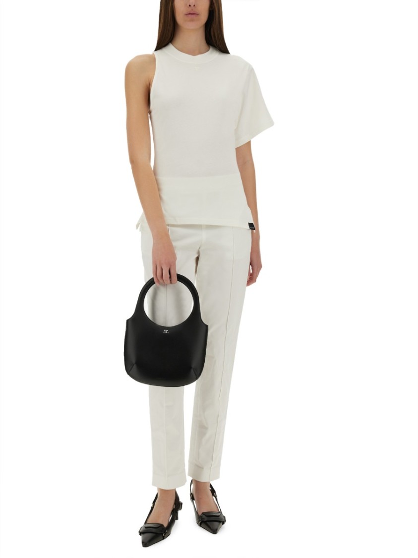 COURREGES One-Shoulder T-Shirt In Soft Cotton Wit