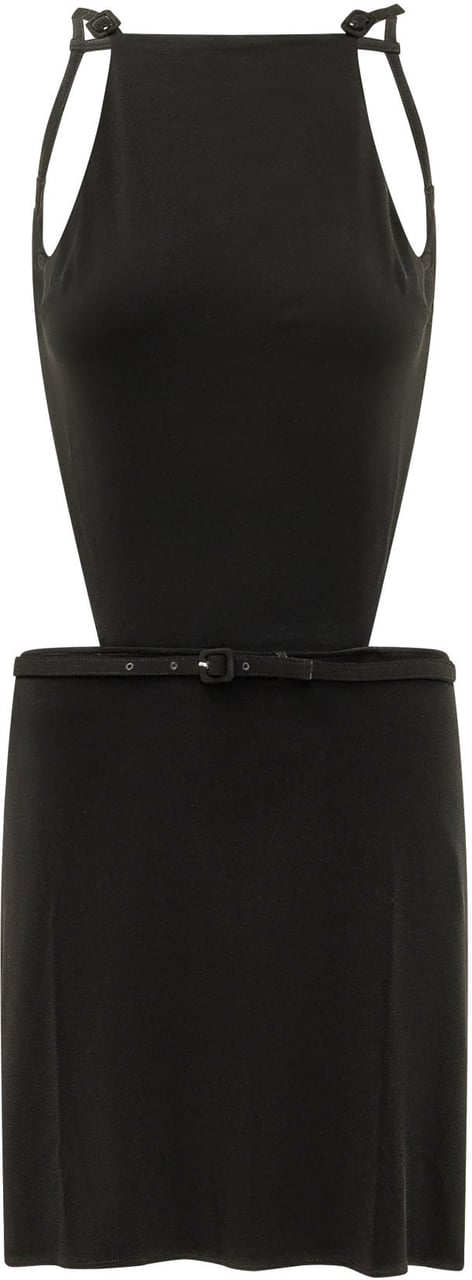 COURREGES Abito Senza Maniche con Cut Out e Cintura Zwart