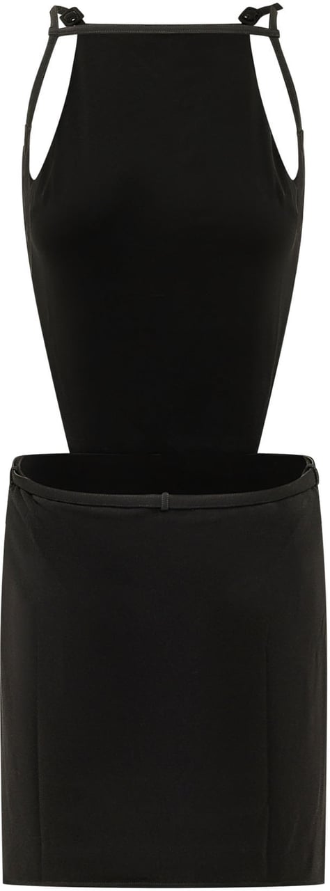 COURREGES Abito Senza Maniche con Cut Out e Cintura Zwart