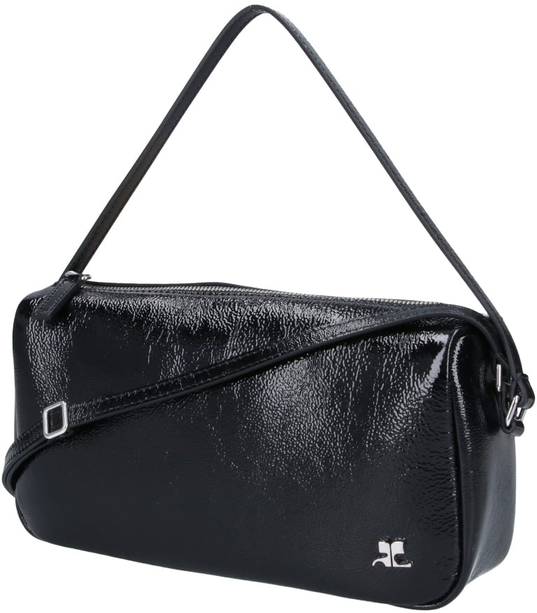 COURREGES Black Three Sixty Nubuck Shoulder Bag Zwart