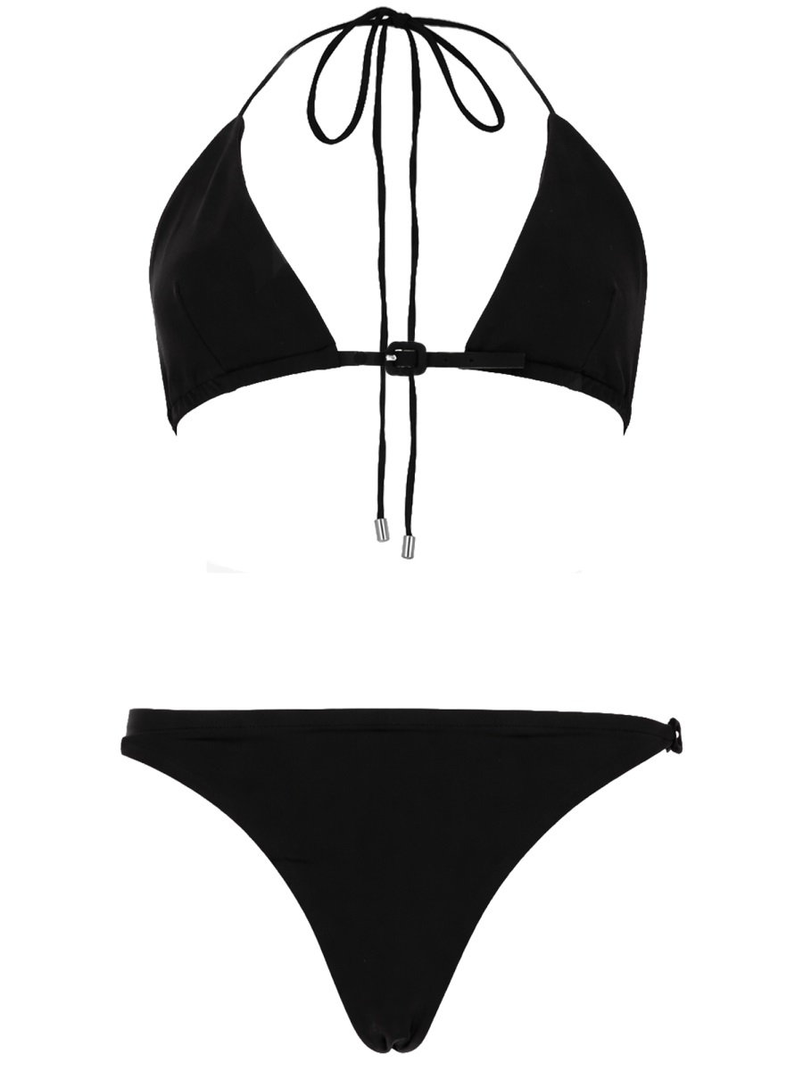COURREGES Triangle Buckle Accent Bikini Jumpsuit Zwart