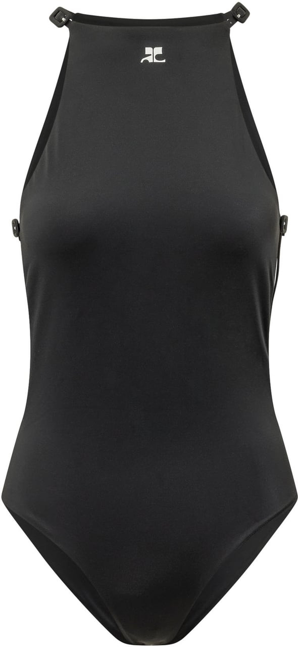 COURREGES Costume Intero Cut Out con Logo Zwart