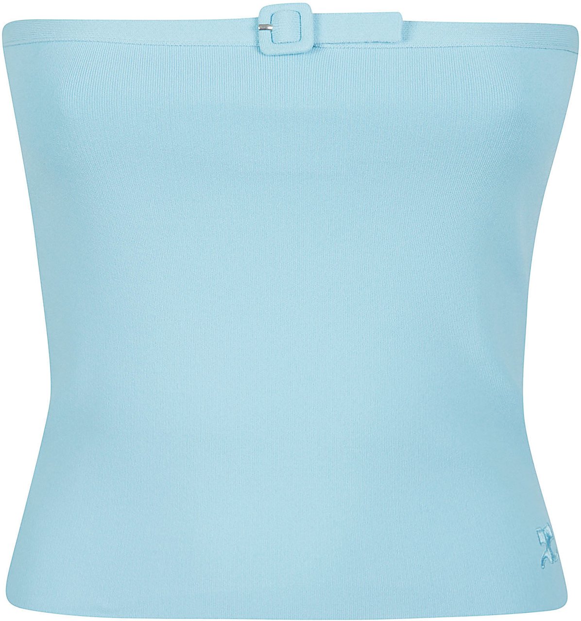 COURREGES Buckle Knit Bustier Top Blue Blauw