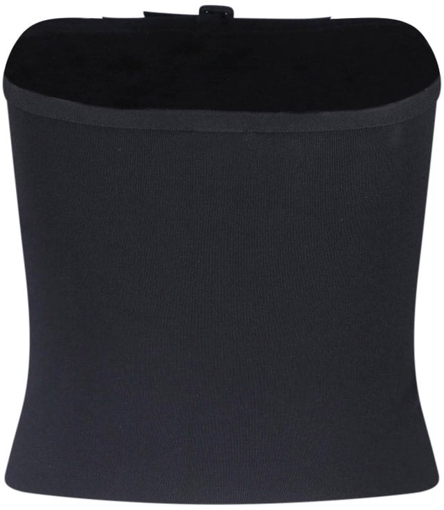 COURREGES Black Buckle Knit Bustier Top Zwart