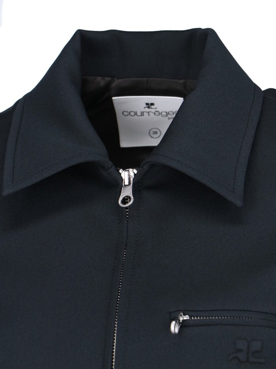 COURREGES Logo Zip Jacket In Blue Fabric Blauw