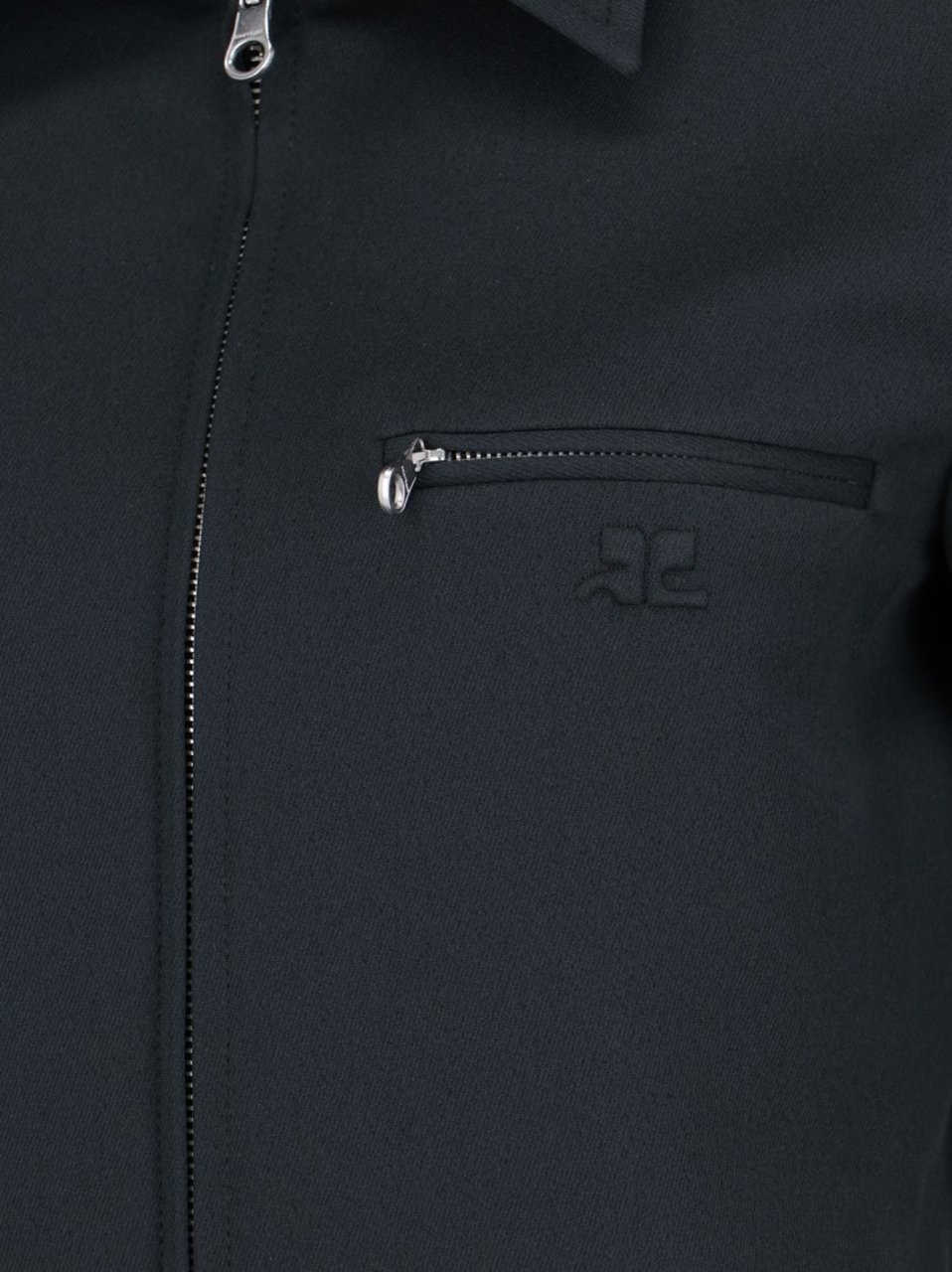 COURREGES Logo Zip Jacket In Blue Fabric Blauw