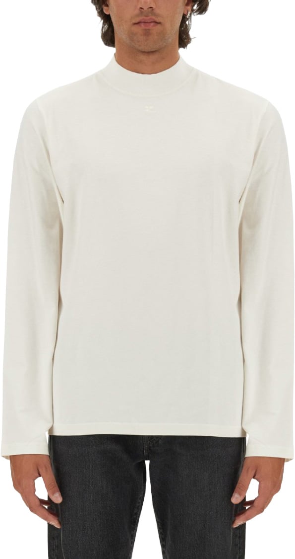 COURREGES White T-Shirt With Subtle Logo Detail Wit
