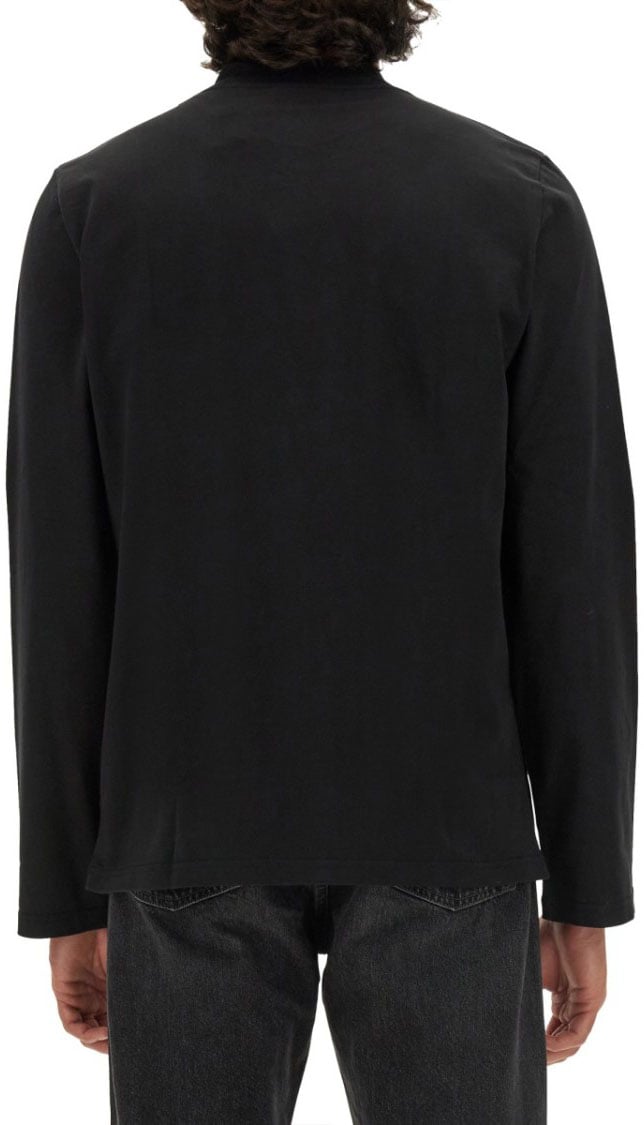 COURREGES Black T-Shirt With Subtle Logo Zwart