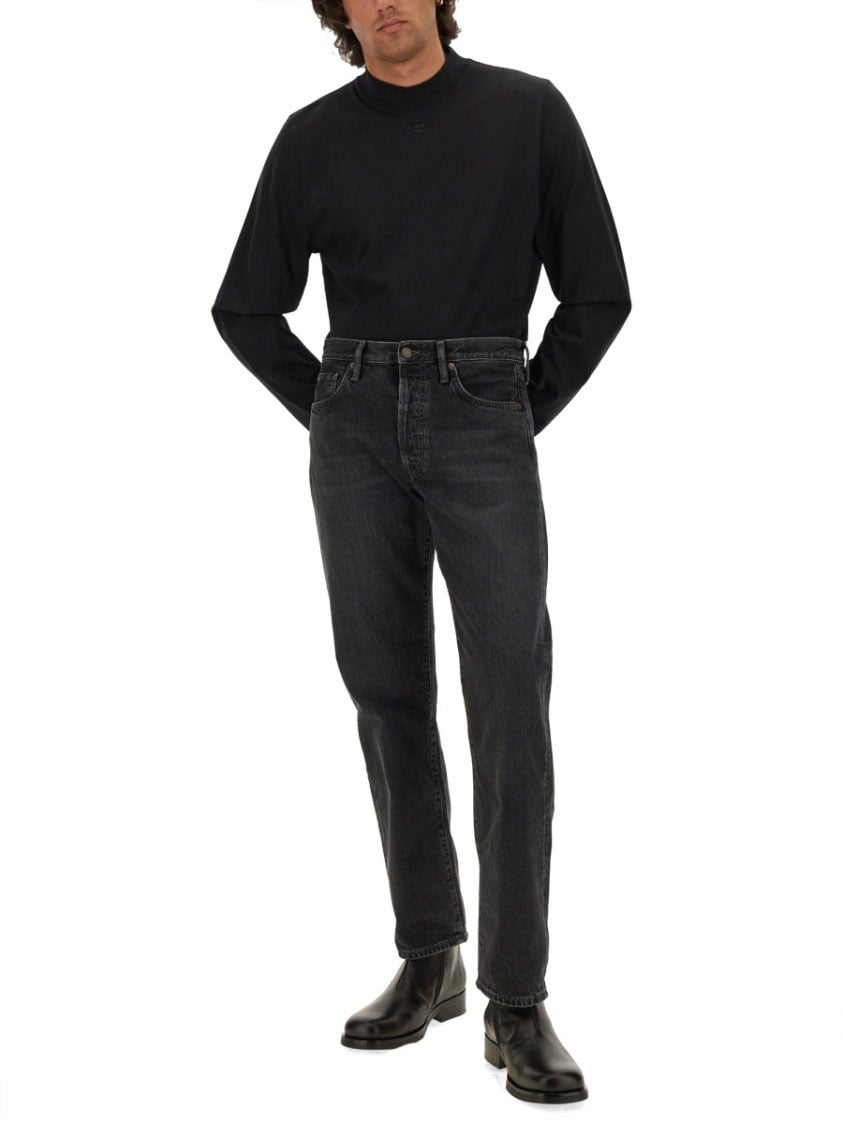 COURREGES Black T-Shirt With Subtle Logo Zwart