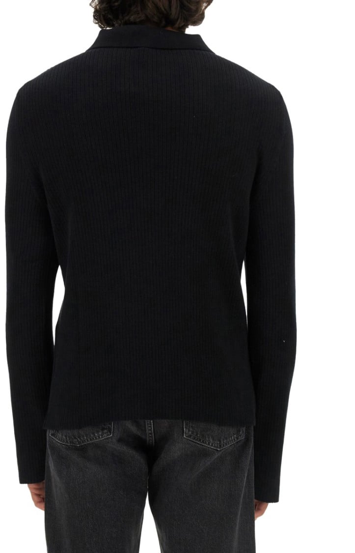 COURREGES Slim Fit Black Polo Zwart