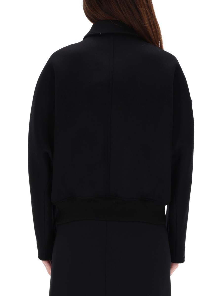 COURREGES Cropped Padded Wool Silk Jacket Zwart