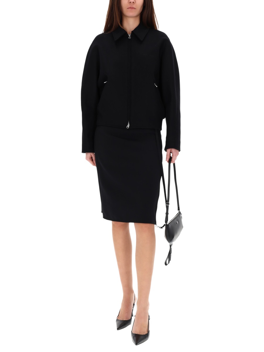 COURREGES Cropped Padded Wool Silk Jacket Zwart