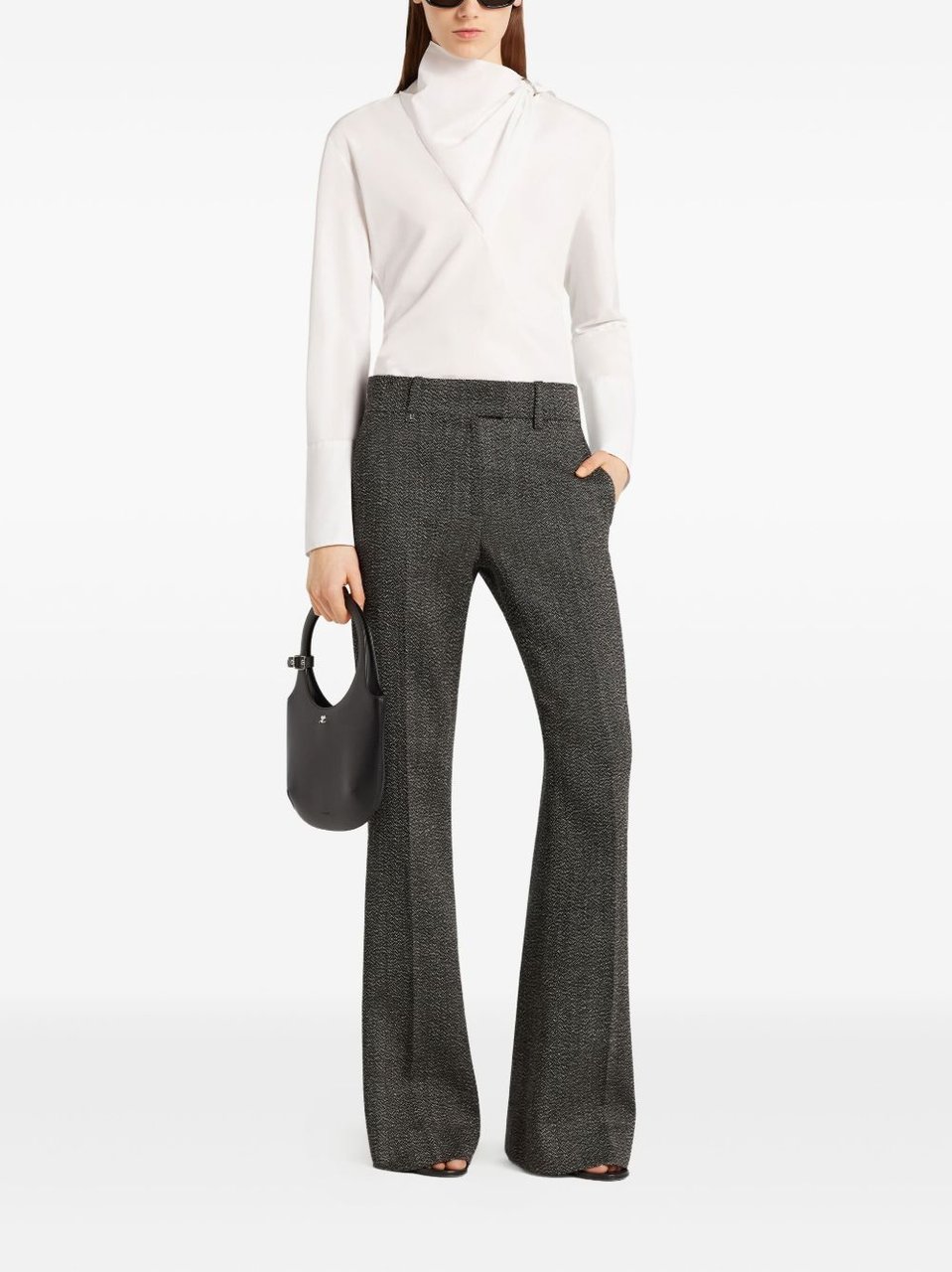 COURREGES Asymmetric White Long-Sleeved Top Wit