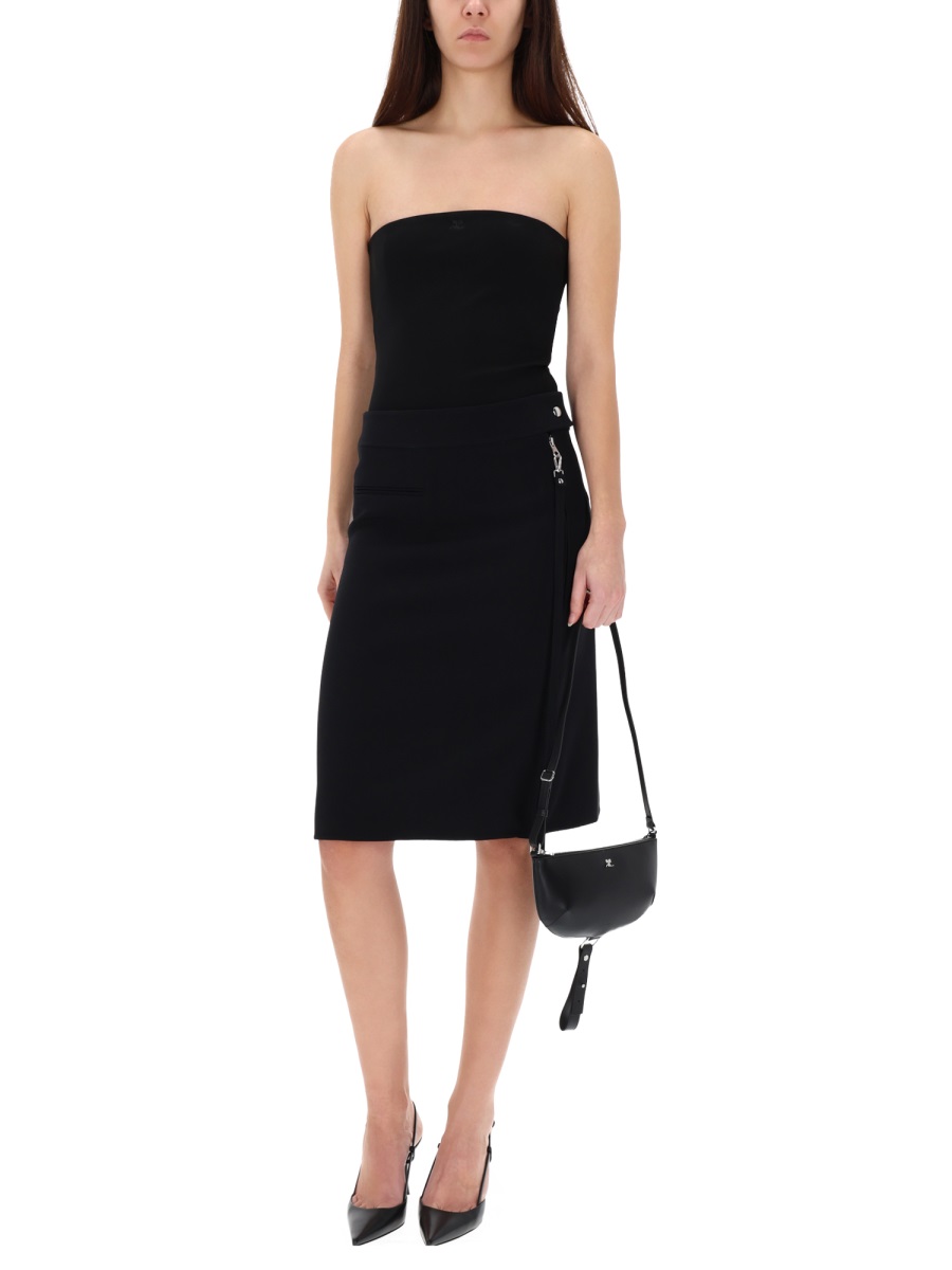 COURREGES Neutrals Side Zipper Structured Skirt Zwart