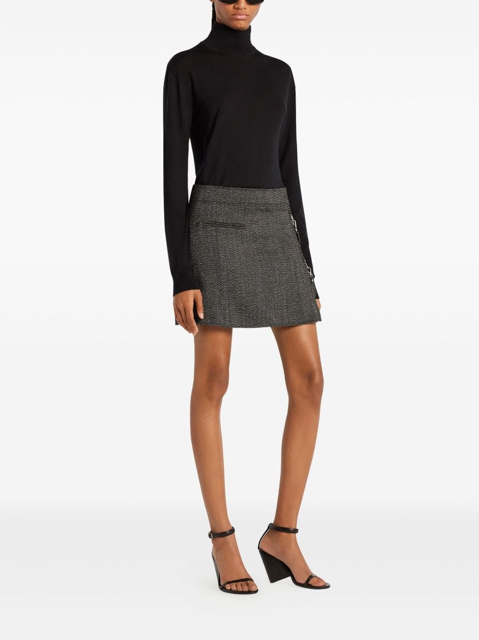 COURREGES Charcoal Grey Textured Mini Skirt Grijs
