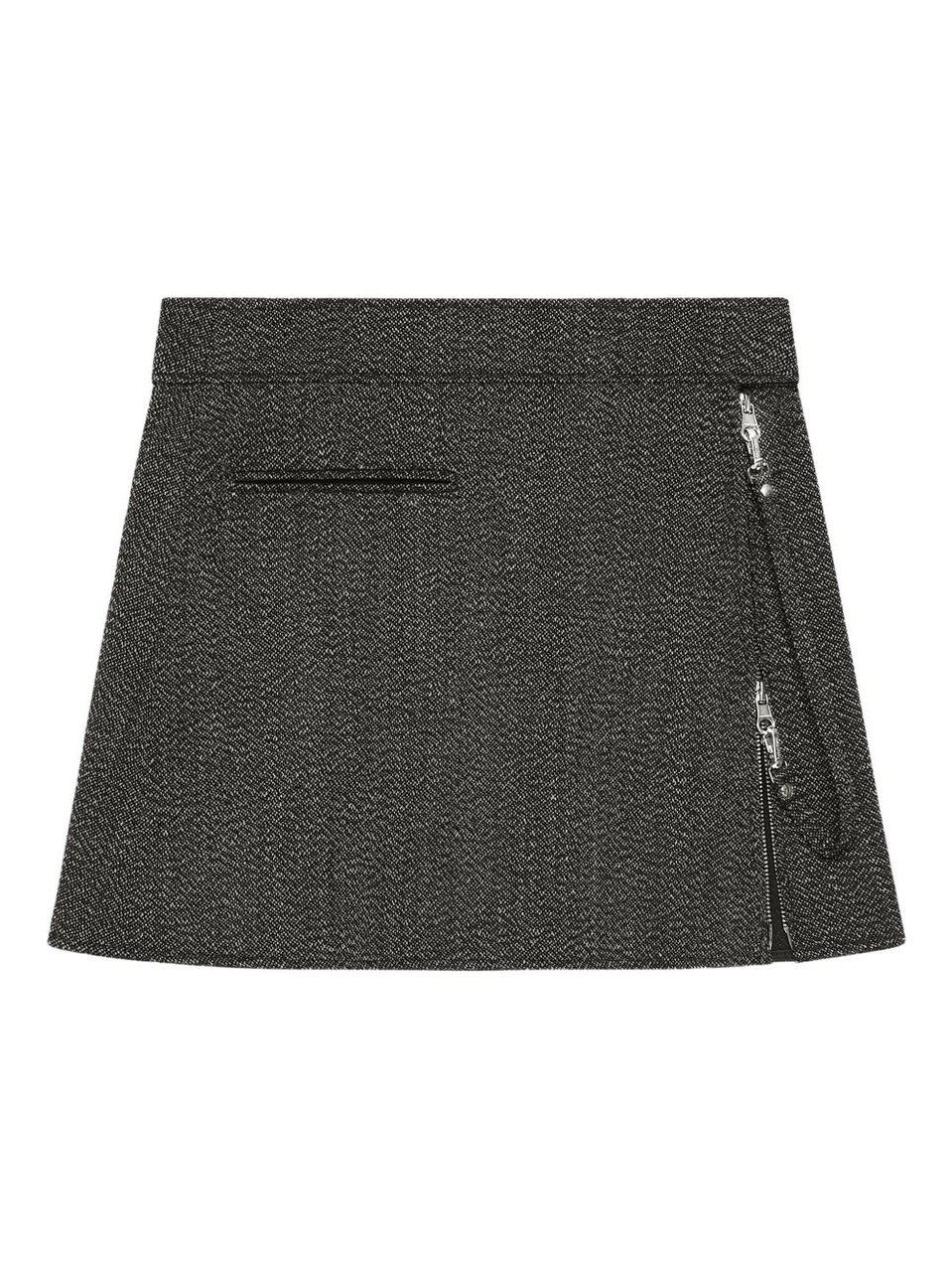 COURREGES Charcoal Grey Textured Mini Skirt Grijs