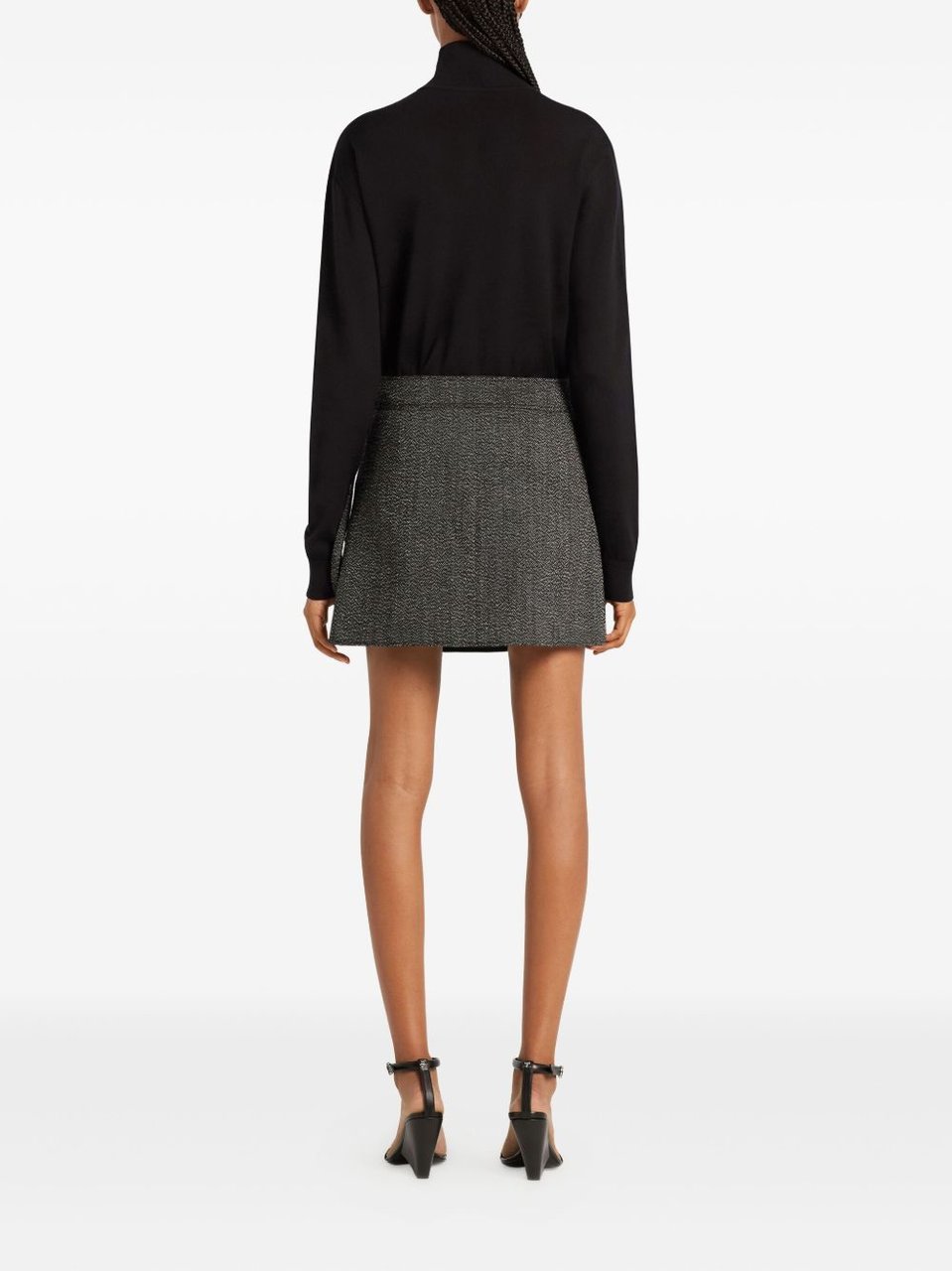 COURREGES Charcoal Grey Textured Mini Skirt Grijs